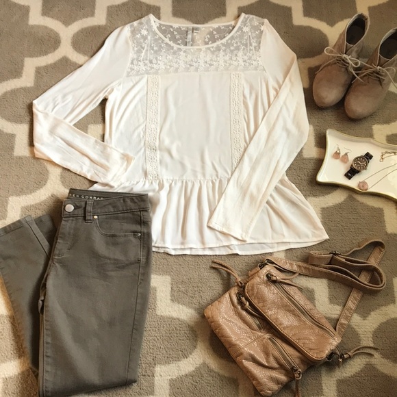 LC Lauren Conrad Tops - Dainty Sheer Cream Top